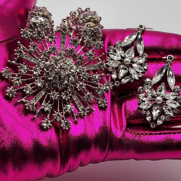 Custom Design Elegant Sparkle Statement Necklace + Earrings, NWOT - Picture 3 of 17